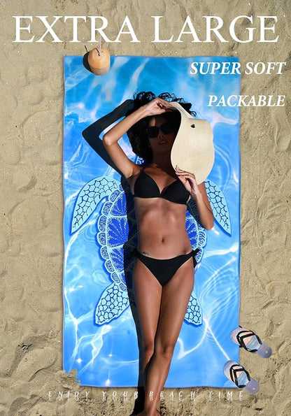 4 Pack Microfiber Lightweight Thin Beach Towel Sand Free Quick Dry Super Absorbent Large Towels for Swimming Pool Yoga Gym Travel Vacation Beach Accessories Essentials for Adults