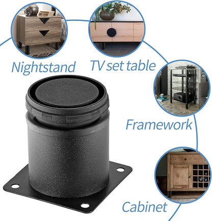 2.5 Inch Metal Furniture Legs Stainless Steel Adjustable Legs Black Metal Legs Round Cabinet Legs for Coffee Table Cabinet Desk Sofa Shelves, Pack of 4
