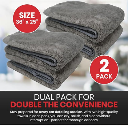 Platinum Microfiber Towels for Cars Extra Large Towel Set of 2 Drying Towels with Maximum Absorbency, Scratch Free Wash Towels for Detailing, Microfiber Cleaning Cloth Towel Kit