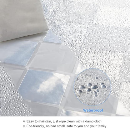 WELTRXE EVA Shower Curtain Liner 72x72 Inch 8G Heavy Duty Clear Shower Liner with Design, Plastic Shower Curtains for Bathroom Bathtub, Shower Stall, 3D Frosted Square Pattern, 3 Magnets