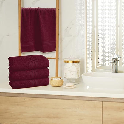 BOUTIQUO Ultra Soft Cotton 6 -Piece Hand Towel Set 16x24 Inch, Ideal for use in Bathroom, Kitchen, Gym, Spa & General Cleaning, Compact & Lightweight Multi Purpose Hand Towels - Burgundy