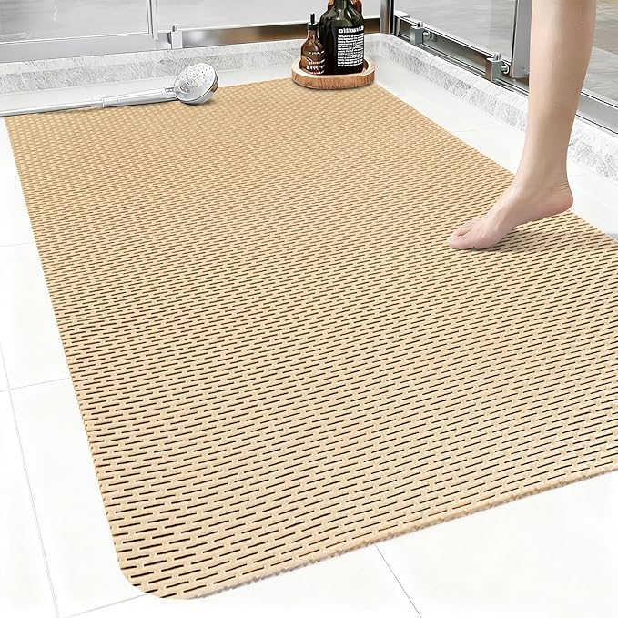 Extra Large Shower Mat: 47"x32" Non Slip Shower Mats for Inside Shower, PVC Anti Slip Shower Stall Mats No Odor, Trimmable Walk in Shower Mats for Elderly Kids