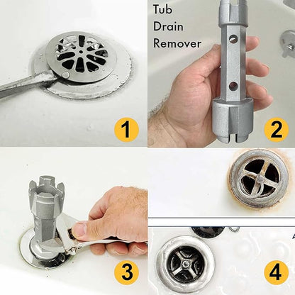 Tub Drain Remover Wrench - Dual Ended for Bath & Shower Drains, Closet Spuds - Heavy Duty Aluminum