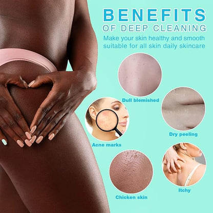 UJFQBH 3 Pieces African Net Sponge, African exfoliating net African Net Long Net Bath Sponge Exfoliating Shower Body Scrubber Back Scrubber Skin Smoother（Pink, Green, Off-White）