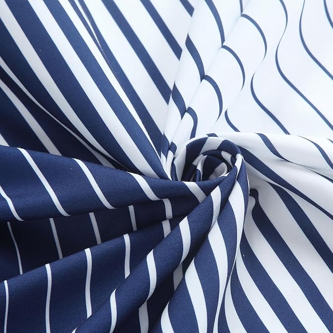 90 Inch Blue Shower Curtain, Extra Long Modern Navy Blue and White Gradient Vertical Stripe Waterproof Polyester Shower Curtains for Bathroom, 72x90 Inches