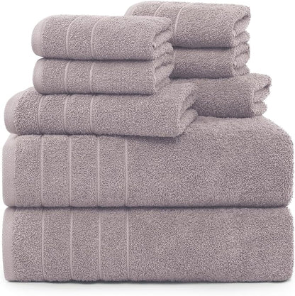 Casa Platino 100% Cotton 8 Piece Bath Towel Set - Ring Spun, Quick Dry, Super Soft & Highly Absorbent - 2 Bath, 4 Washcloths, 2 Bathroom Hand Towels - Hotel Quality Bathroom Towel Set - Platinum