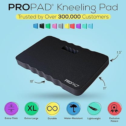 Thick Kneeling Pads, Garden Kneeler for Gardening, Bath Kneeler for Baby Bath, Kneeling Mat for Yoga, Knee Pad for Work, Extra Large (XL) 18 x 11 x 1.5 Inches, Black (Pack of 2)