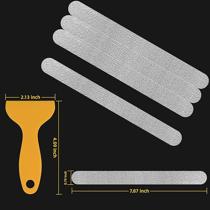 20-Pack Clear Bathtub Stickers Non-Slip, Long-Strip Shower Treads with Scraper, Peel-and-Stick Safety Decals for Tub & Shower Floor, Removable, Barefoot-Soft Grip