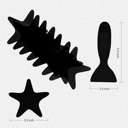 Anti Slip Shower Stickers, 24 PCS Safety Bathtub Sticker Adhesive Decals with Premium Scraper (Black)