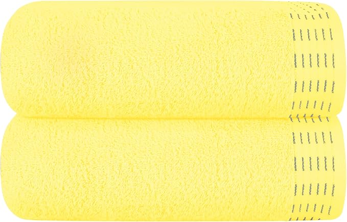 Cotton 2 Pack Oversized Bath Towel Set 28x55 inches, Large Bath Towels, Ultra Absorbant Compact Quickdry & Lightweight Towel, Ideal for Gym Travel Camp Pool - Lime Yellow