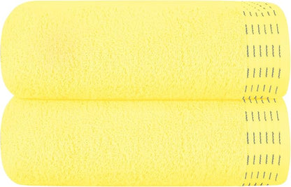 Cotton 2 Pack Oversized Bath Towel Set 28x55 inches, Large Bath Towels, Ultra Absorbant Compact Quickdry & Lightweight Towel, Ideal for Gym Travel Camp Pool - Lime Yellow