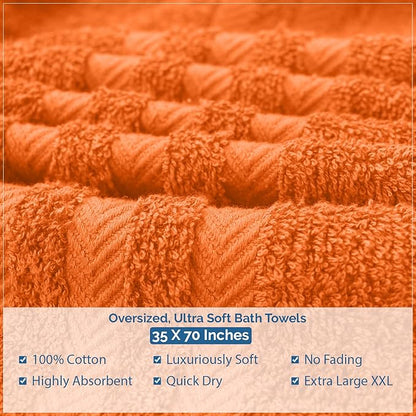DAN RIVER 2 Pack Luxury Bath Sheets 35x70, 600 GSM, Soft & Quick Dry 100% Ring Spun Cotton Towels Ideal for Hotels, Spas, Gyms & Salons Extra Large, Orange