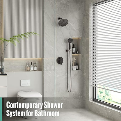 SR SUN RISE Shower Faucet - 8 Inch Multifunctional High Pressure Shower Head System with Handheld Shower Head Fixtures - Valve Included - Oil Rubbed Bronze