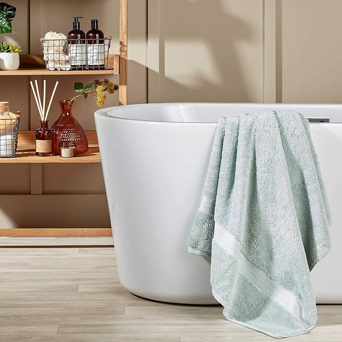 Christy Renaissance 6 Piece Blue Towel Set | 100% Egyptian Cotton | Luxury Bathroom Towels | Soft and Super Absorbent | 675 GSM | 2 Bath 2 Hand 2 Face | Eggshell