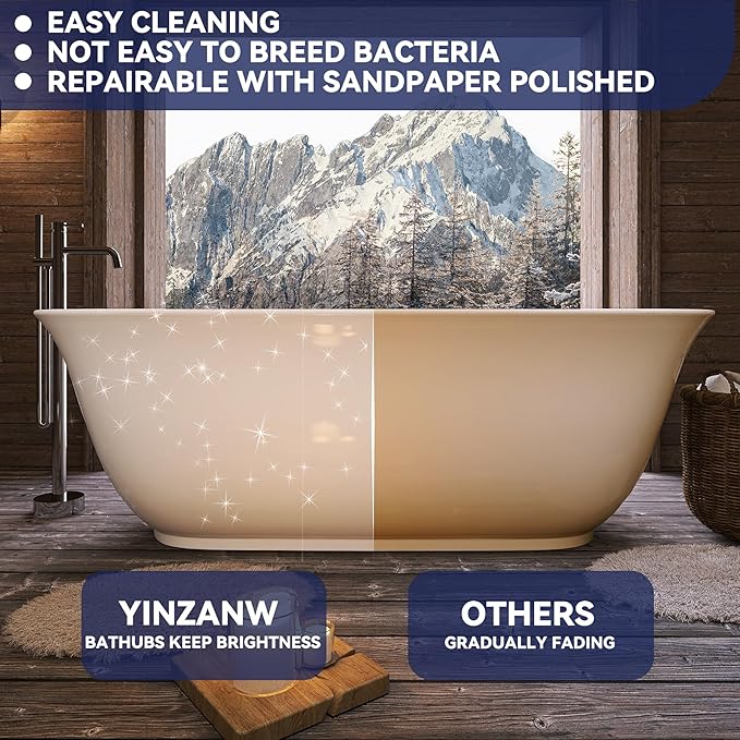 59" Acrylic Free Standing Tub, Stand Alone Tub, Freestanding Bathtub, Soaking Bathtub, cUPC Certified, PE(Glossy White)