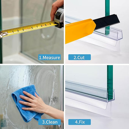 Shower Door Bottom Seal 2-Pack 3/8" x 39" Frameless Glass Shower Door Seal Strip Stop Leaks Create a Water Barrier with Extra Long Lip Covers up to 0.787" (20mm) Gap Replacement Bottom Seal