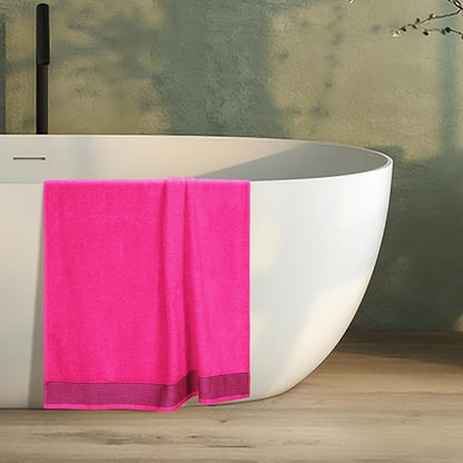 Belizzi Home Cotton 2 Pack Oversized Bath Sheet 35 x 70, Large Bath Sheet, Ultra Absorbent, Compact, Eco-Friendly and 100% Recyclable, Quick Drying and Lightweight Towel - Hot Pink