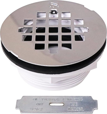 Westbrass SP6036WP-26 60" x 36" 3-Wall Shower Pan with Plastic Center Drain and 4-1/4" Cross Grid Brass Drain Cover, Polished Chrome