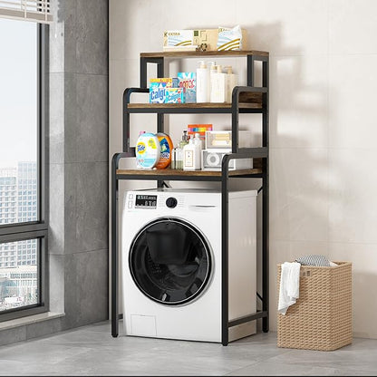 3-Tier Bathroom Room Shelf Washing Machine Storage Utility Rack Over The Toilet Washer Dryer Storage Bathroom Organizer Rack Space Saving Shelving Units Clothes Dryers Shelf