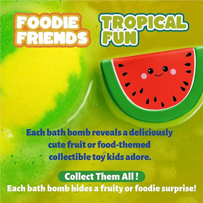 Kids Bath Bombs with Food Toys Inside, 16 Pack Colorful Surprise Bath Fizzies Set, Organic Fizzy Bubble Bath Bombs for Girls & Boys, Ages 3+