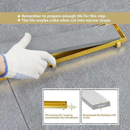 Neodrain 24-Inch Gold Linear Shower Drain with Tile Insert Cover, Golden 304 Stainless Steel Rectangle Shower Floor Drain, Linear Drain with Leveling Feet, Hair Strainer, CUPC Certified
