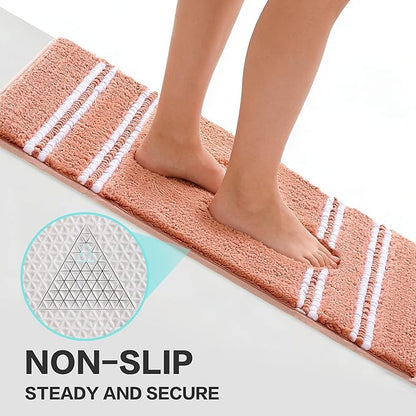 Kmson Bathroom Rugs Mat, 17"x24" Ultra Soft Washable Shaggy Chenille Bath Rugs, Non-Slip Fluffy Thick Water Absorbent Microfiber Mat for Bathtub, Sink and Shower, Pink