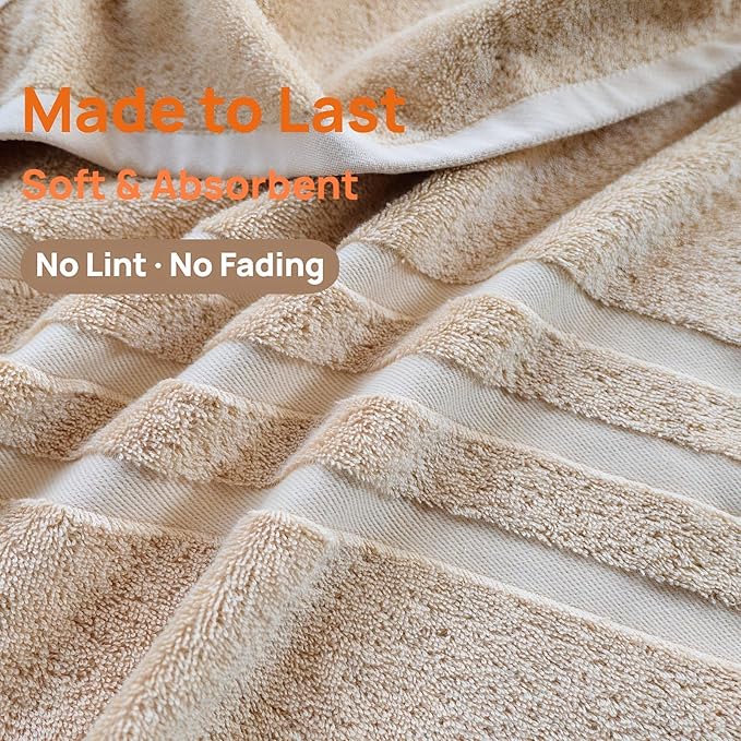 Cotton Bath Towel – Large 30x60 Inches, Soft, Thick & Absorbent Towel for Bathroom, Spa, or Home Use (Beige, 4 Pack – 30"x60")