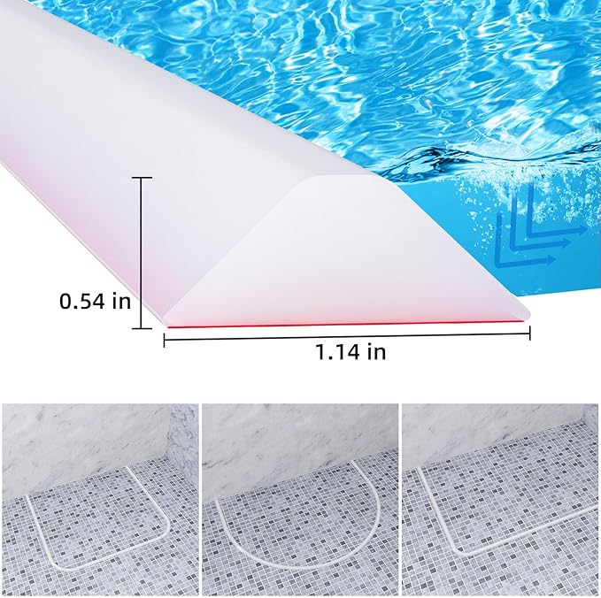 Duzzy 75 Inch Collapsible Shower Water Dam, Shower Threshold Water Stopper Barrier and Retention System and Keeps Water Inside Threshold Dry and Wet Separation, Suitable for Bathroom & Kitchen