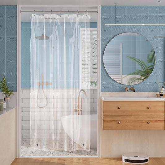 Titanker Shower Stall Curtain Liner, 42x72 Clear PEVA Lightweight Single Stall Narrow Shower Curtain for Bathroom with Magnets and Rustproof Grommet Holes