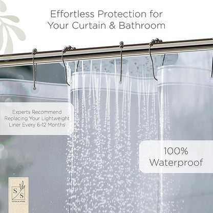 Stitch & Stone Shower Curtain Liner, Premium Lightweight Durable Waterproof 4g PEVA for Bathroom with Weighted Magnets, Standard Size 70" x 72" Frosty 2 Pack