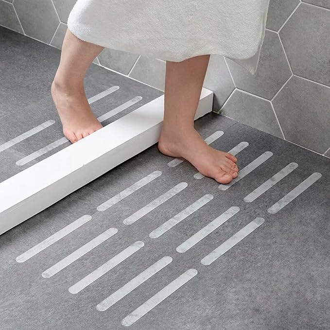 Anti Non Slip Bathtub Shower Stickers, Safety Bathtub Non Slip Stickers, Anti Skid Treads Tape for Shower,Tub,Steps, Floor-Strength Adhesive Grip Appliques for Baby,Senior,Adult 8 * 0.8In 24 pcs