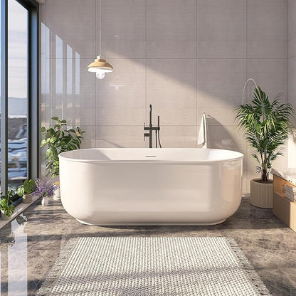 67" Acrylic Free Standing Tub, Stand Alone Tub, Freestanding Bathtub, Soaking Bathtub, cUPC Certified, CY(Glossy White)