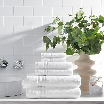 Arkwright Bathroom Hand Towels Set of 6 - Super Soft 100% Cotton, 600 GSM Quick Dry & Absorbent, Luxury Bath Essentials for Hotels, Spa, Hosts, and Vacation Rentals, Dove White