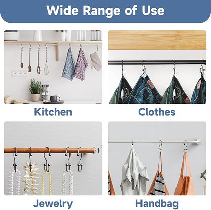 Titanker Shower Curtain Hooks Bronze, Minimalist Simple Double Glide Shower Curtain Rings, Rust Proof Metal Shower Hooks Rings for Bathroom Shower Rods Curtains, Set of 12 Hooks