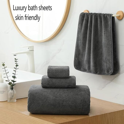 YTYC Towels,29x59 Inches Extra Large Bath Towels for Bathroom Super Soft Quick Dry Light Weight Waffle Microfiber Shower Towels 80% Polyester 20% Nylon (Charcoal,4 Piece)