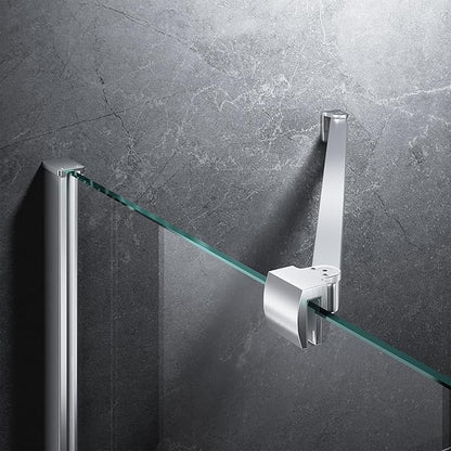 Frameless Shower Door Support Bar, Stainless Steel Wall-to-Glass Support Arm to Fixed Shower Glass Panel, for 1/4"-3/8" (6-10 mm) Door, 180° Pivot & Stow-Flat Mode (Brushed Nickel, 19.7-inch(500mm))