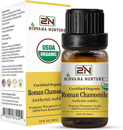 Roman Chamomile Essential Oil USDA Certified Organic, 100% Pure Natural Premium Grade, Undiluted