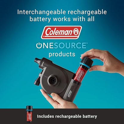 Coleman OneSource Rechargeable Outdoor Camping Gear: Camp Shower, Cordless Vacuum, Fan, Speaker, & Air Pump Options with Included Rechargeable Battery