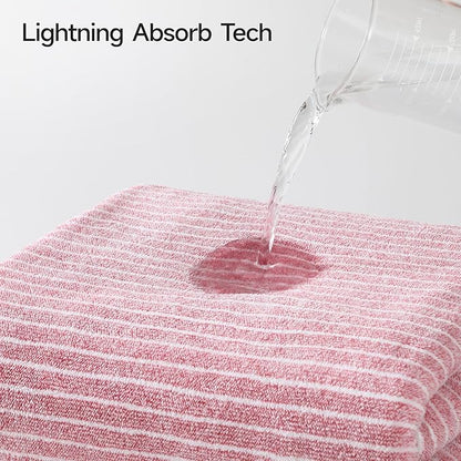 REDKISS Ultra Soft Bath Towels Set of 6 Large 35"x70" | 100% Microfiber, Highly Absorbent & Quick Dry | Pink Towels for Bathroom, Spa, Gym | 2 Bath, 2 Hand, 2 Washcloths