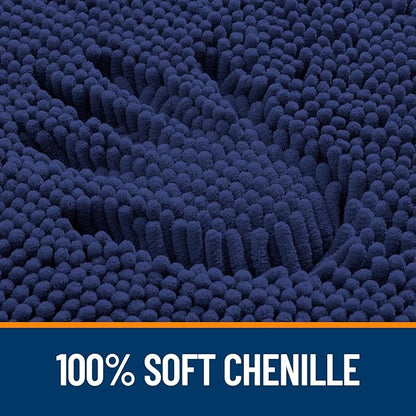 OLANLY Bathroom Rugs 30x20, Extra Soft Absorbent Chenille Bath Rugs, Rubber Backing Quick Dry, Machine Washable Bath Mats for Bathroom Floor, Tub and Shower, Home Decor Accessories, Twilight Sapphire