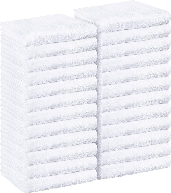 Utopia Towels, Salon Towel, Pack of 24, 16 by 27 Inches, Highly Absorbent Cotton Towels for Hand, Gym, Beauty, Spa, and Home Hair Care, White