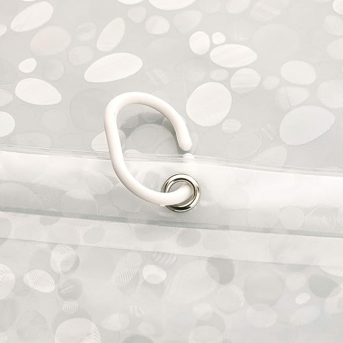 AooHome EVA Shower Curtain Liner, Shower Curtain Cobblestone Patten with Bottom Magnets, Rust Proof Grommets, Semi Transparent, 72W x 75L inch
