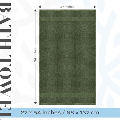 White Classic Luxury 4-Piece Large Bathroom Towel Set - 700 GSM Cotton Ultra Soft Towels 27x54 | High Absorbency & Quick Dry | Hotel Plush Dark Green Towels