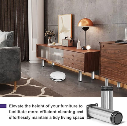 6 Inch Metal Furniture Legs Stainless Steel Adjustable Legs Silver Metal Legs Round Cabinet Legs for Coffee Table Cabinet Desk Sofa Shelves, Pack of 4