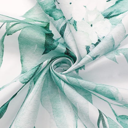 Gibelle Small Stall Shower Curtain 36 x 72, Narrow Teal Floral Shower Curtain for Bathroom, Watercolor Plant Eucalyptus Leaves Fabric Shower Curtain Set