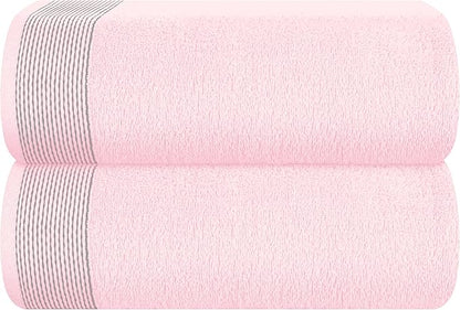 Belizzi Home Cotton 2 Pack Oversized Bath Sheet 35 x 70, Large Bath Sheet, Ultra Absorbent, Compact, Eco-Friendly and 100% Recyclable, Quick Drying and Lightweight Towel - Pink