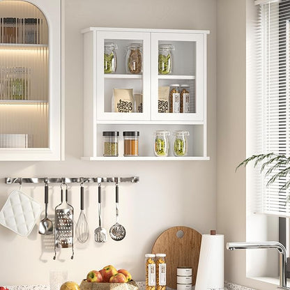 Modern Hanging Bathroom Cabinet, Sturdy Wooden Medicine Cabinet with Buffering Hinge & Anti-Scratch Door, Space-Saving Wall Mounted Over Toilet (Acrylic-Insert Panel Door)
