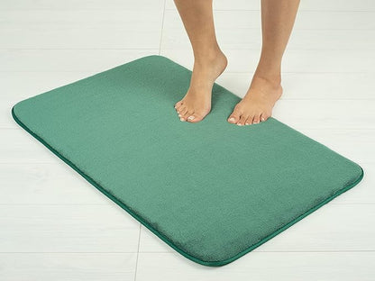American Soft Linen 21x32 Fluffy Foamed Slip Reducer Bath Rug, Machine Washable Area Bath Mat Rugs for Bathroom, Colonial Blue