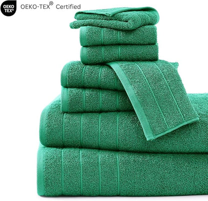 Casa Platino 100% Mercerized Cotton Bathroom Towel Set - 8 Pieces, Hotel Quality - Super Soft & Highly Absorbent - Ring Spun - 2 Large Bath Towels, 4 Washcloths, 2 Hand Towels - Family Pack - Emerald