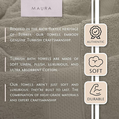 MAURA Ivory Extra Large Turkish Cotton Luxury Bath Towels Set of 4. Ultra-Soft, Thick & Plush Towels for Bathroom - Cream
